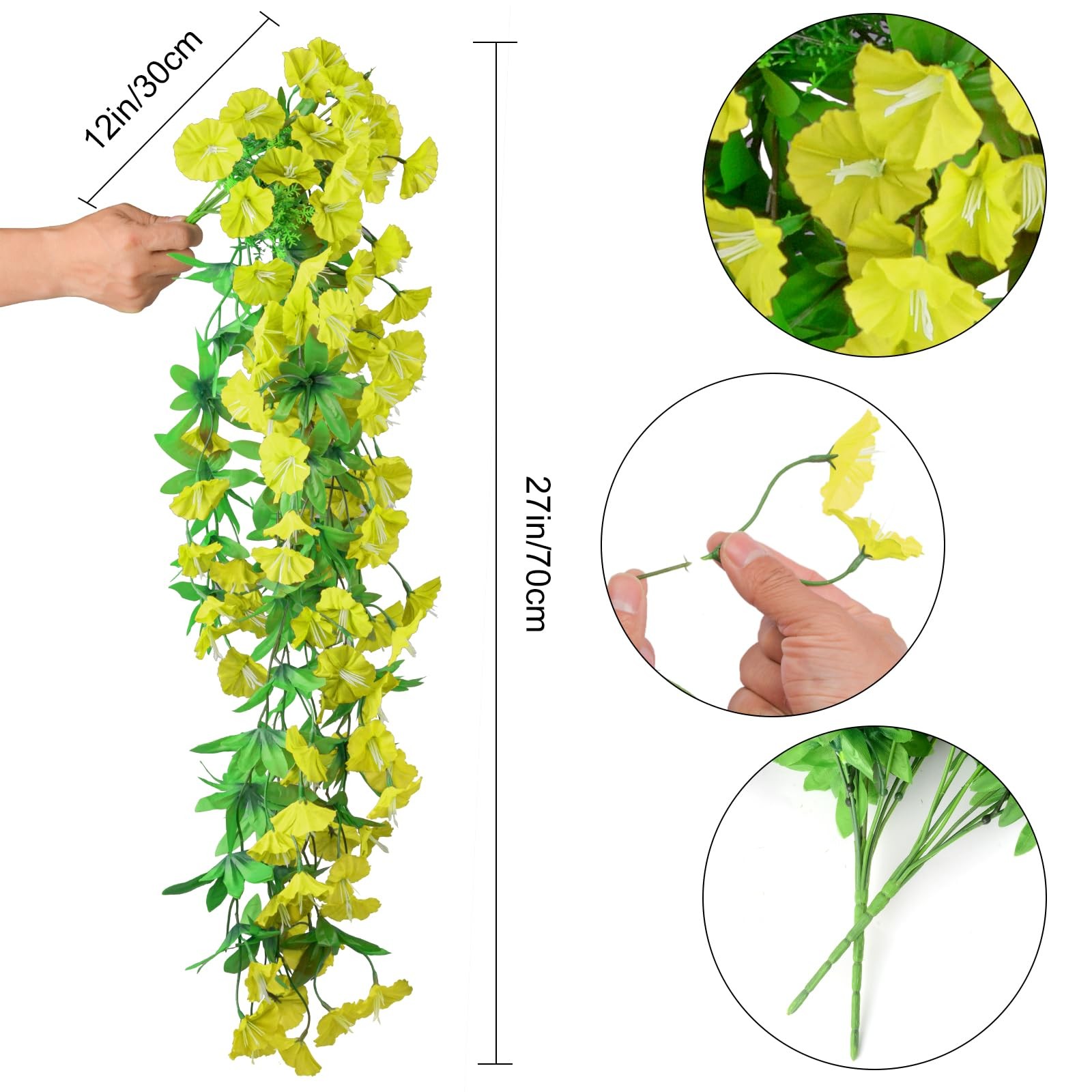 2PCS Artificial Hanging Flowers, UV Resistant Fake Plastic Faux Hanging Plant…