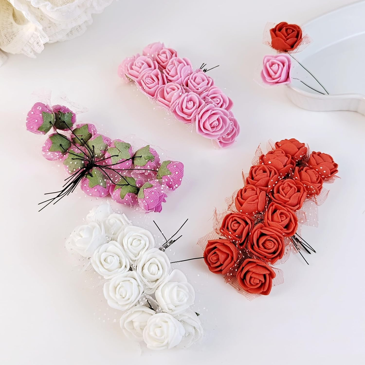36 Pcs Mini Artificial Rose Flower Heads – 25mm Faux Roses for DIY Wedding Decor