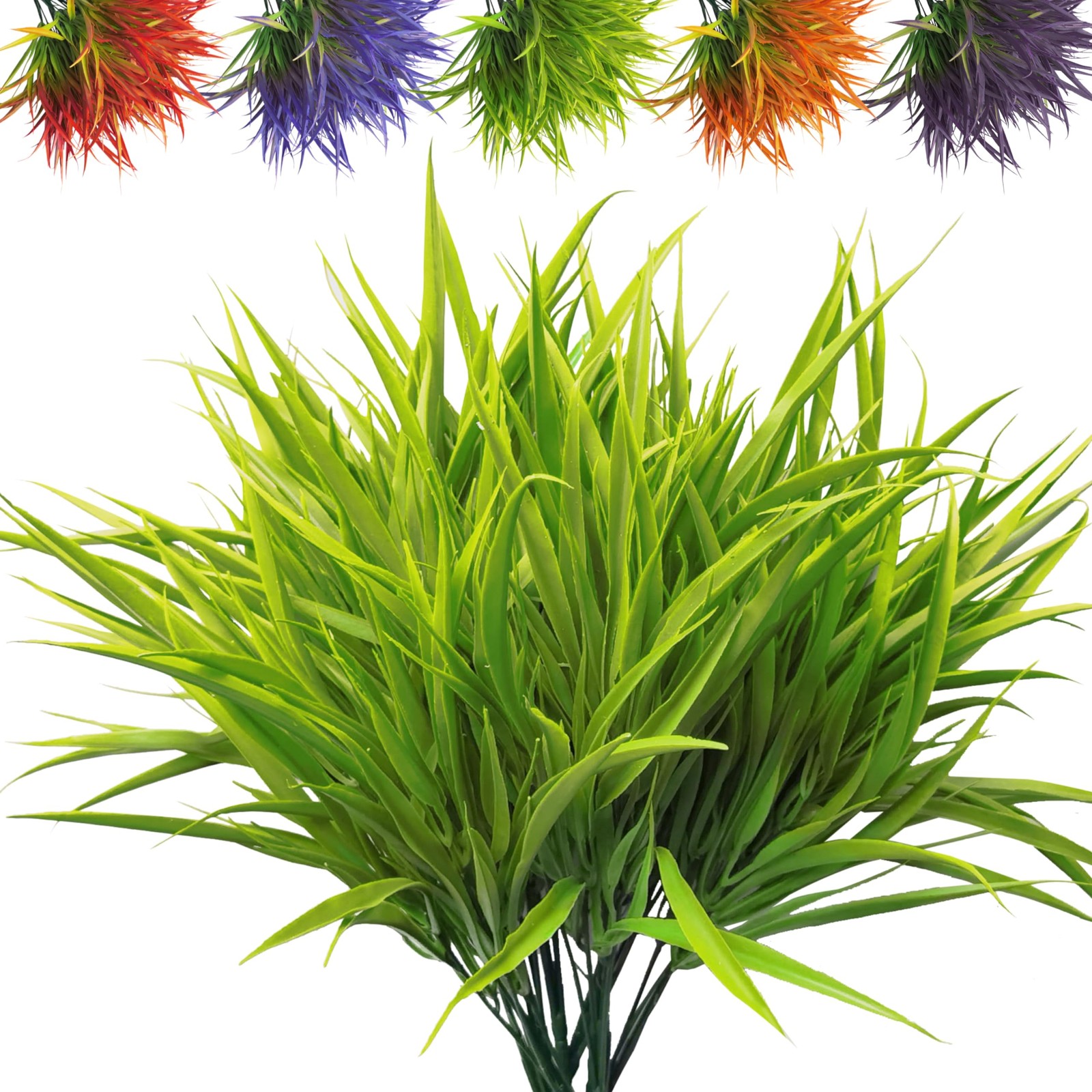 Outdoor Artificial Plants 8 Bundles Fake Plants Grass UV Resistant Fake Flowe…