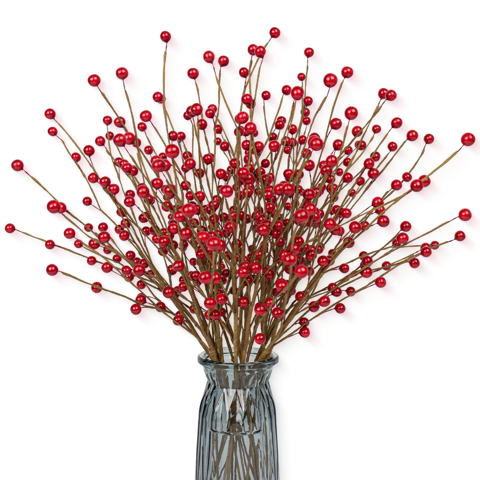 24 Pack Christmas Tree Picks 17 Inch Red Berry Picks Artificial Holly Berry S…