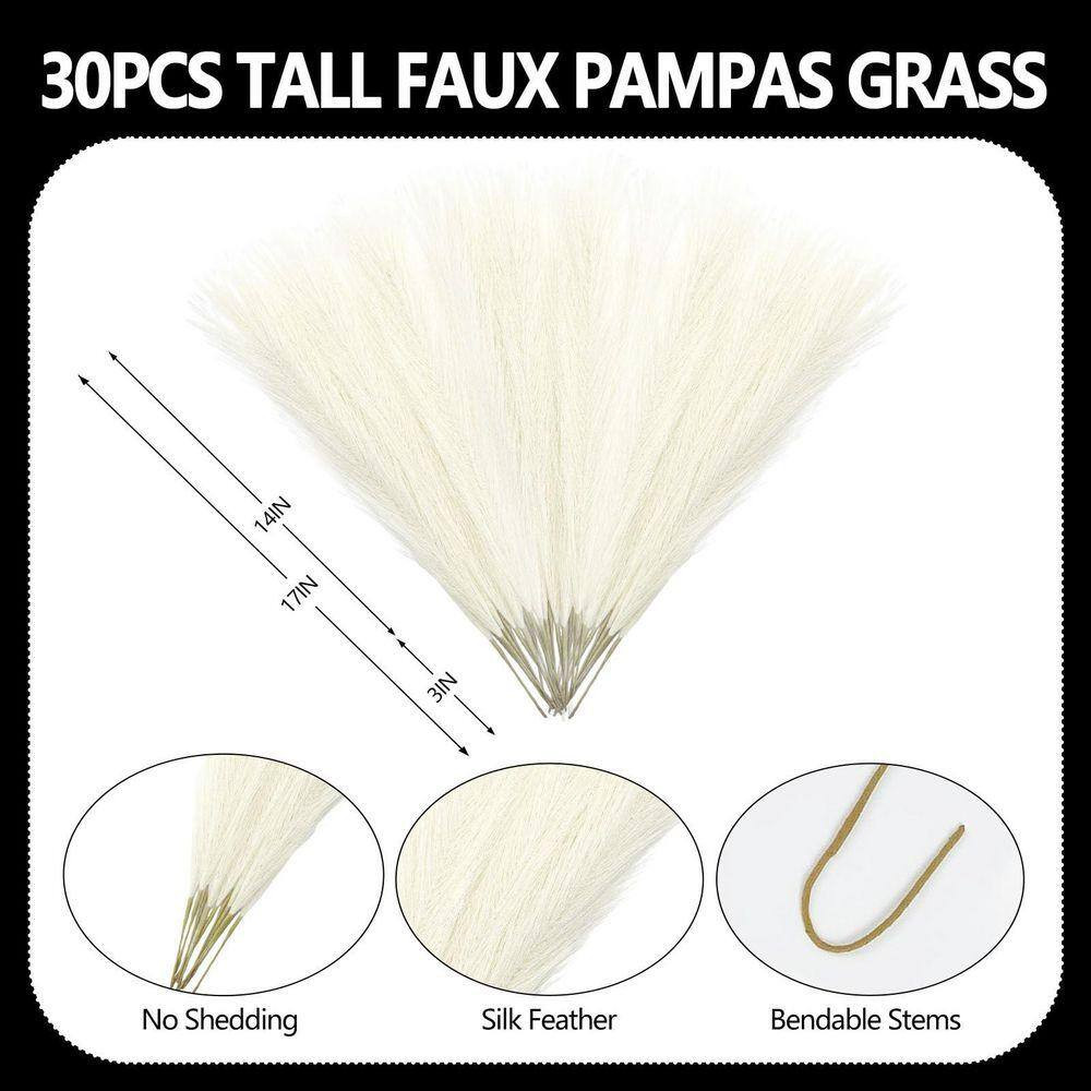 0.05 in 30 Pcs Ivory Artificial Pampas Grass Beige Color Family Artificial Plant