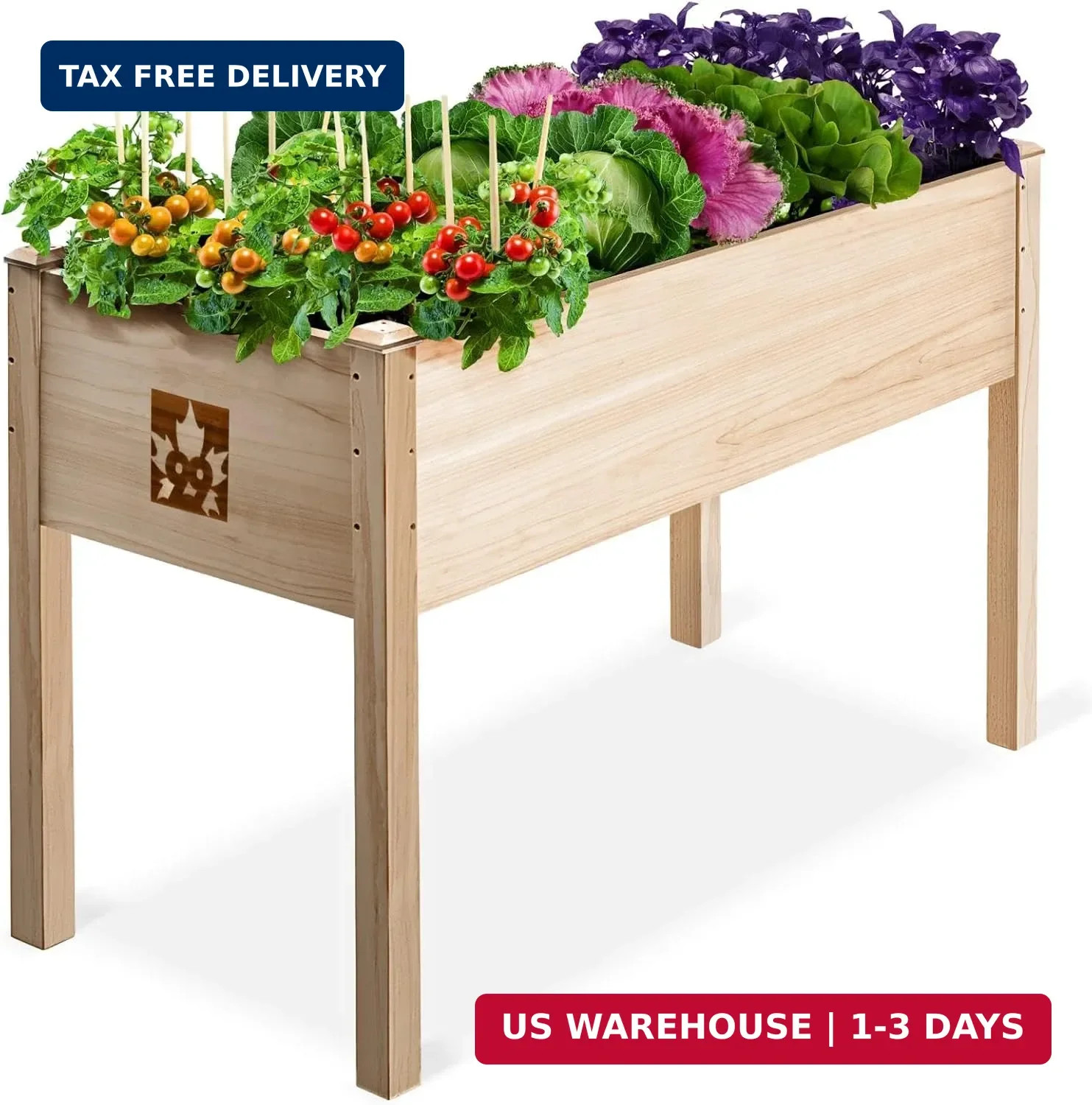 Maple99 Raised Garden Bed with Legs 48x24x30 – Natural Cedar Wood Elevated Plant