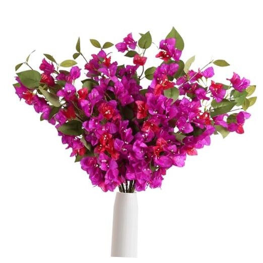 12PCS Bougainvillea Artificial Flowers 31.50″ Long Stem Faux Silk Fuchsia Mixed