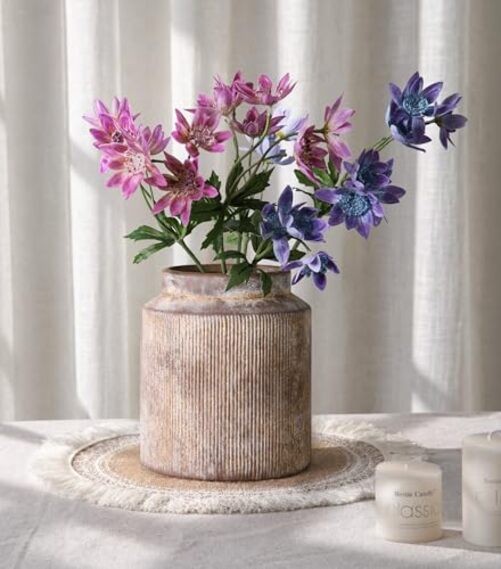 Ceramic Flower Vase 7 Inch Rustic Vases Modern Vase Short Wide Mouth Terracotta