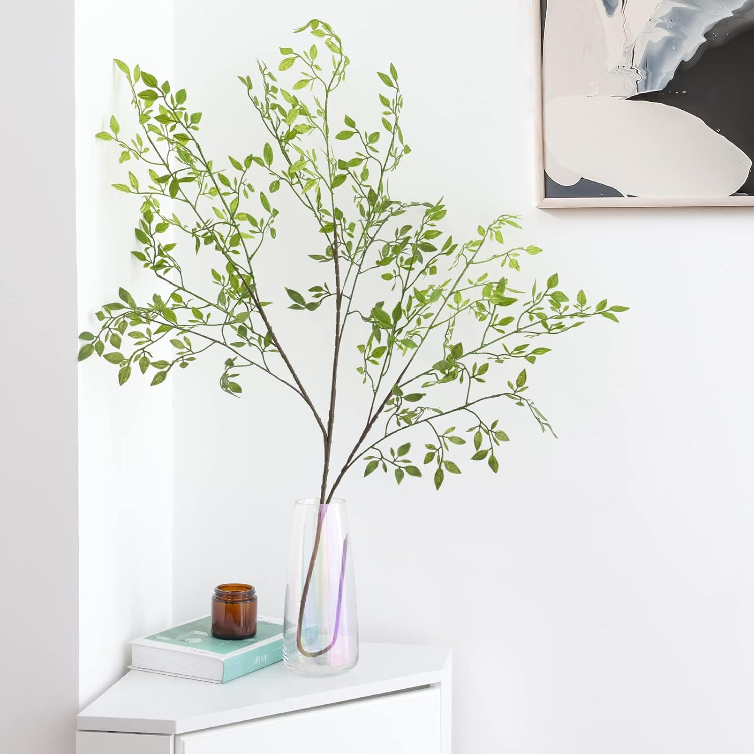 CEWOR Artificial Plants 2PCS 43.3 Inch Green Nandina Tall for