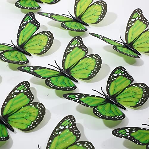 Syhood Pieces Emerald Monarch Butterfly Decorations 4.7 Inch 24 Green
