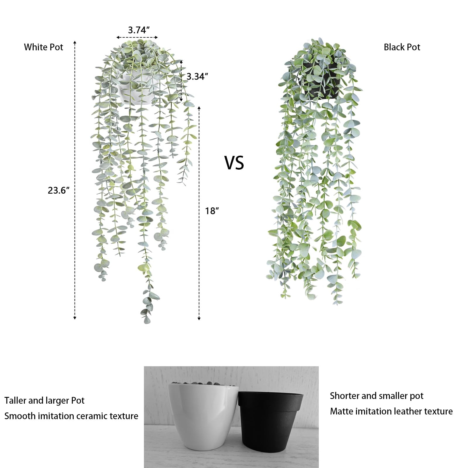 Decorative Hanging Plants for Shelf, Faux Ivy Eucalyptus Vine, Fake Greenery …