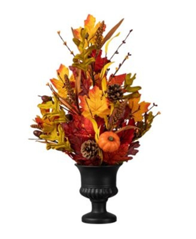 New Glitzhome 24″H Fall Maple Leaf Urn Table Tree