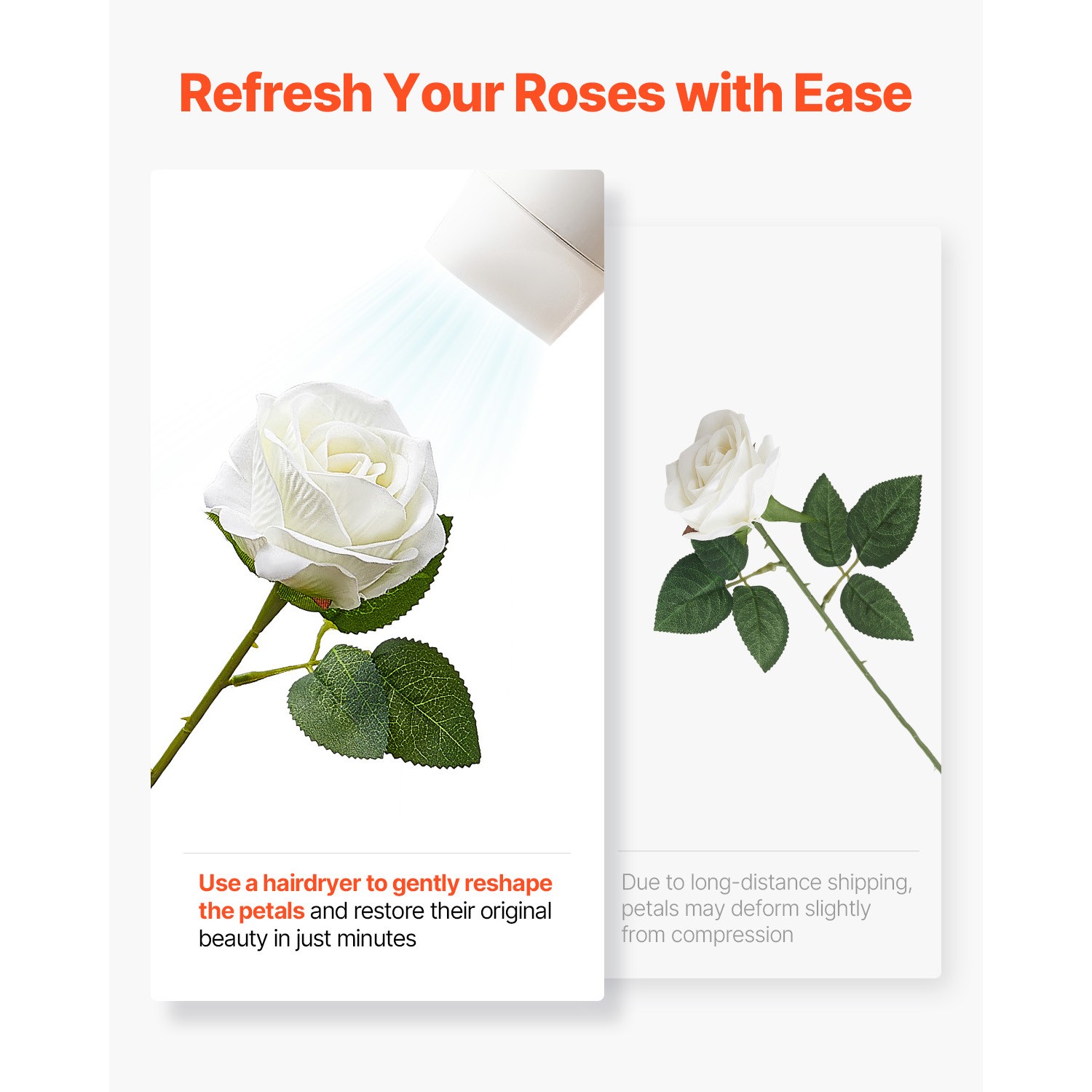 Uimoso 60 Pcs White Roses Artificial Flowers Realistic Bouquet Xmas Home Decor