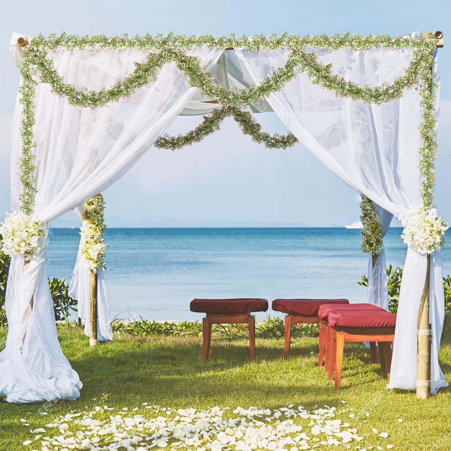 Impulja Baby’s Breath Garland 6FT, Artificial Gypsophila Flowers Wedding Decor