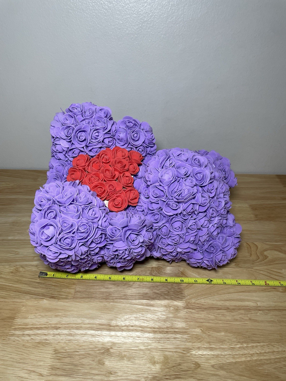 Birthday Gift Rose Bear 14” Purple With Red Heart Forever Rose Teddy Bear!