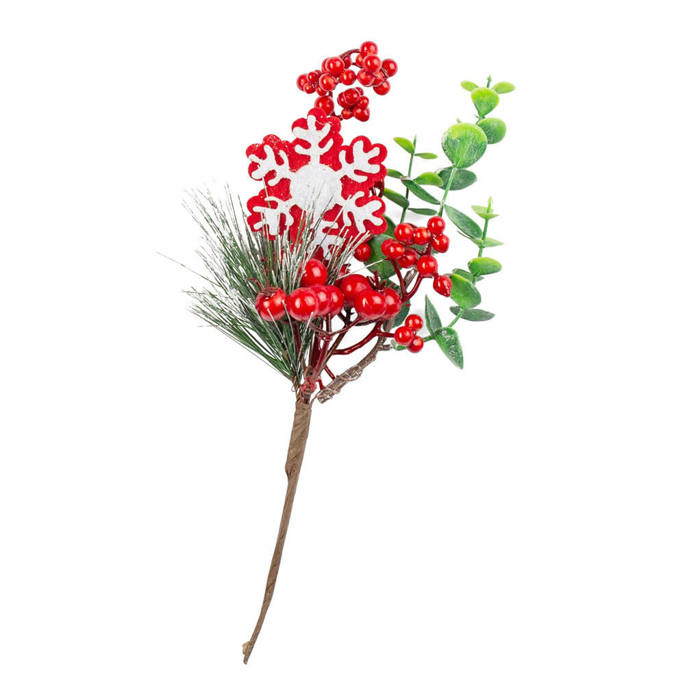 Package of 12 Artificial Berry and Snowflake 10″ Winter Floral Picks