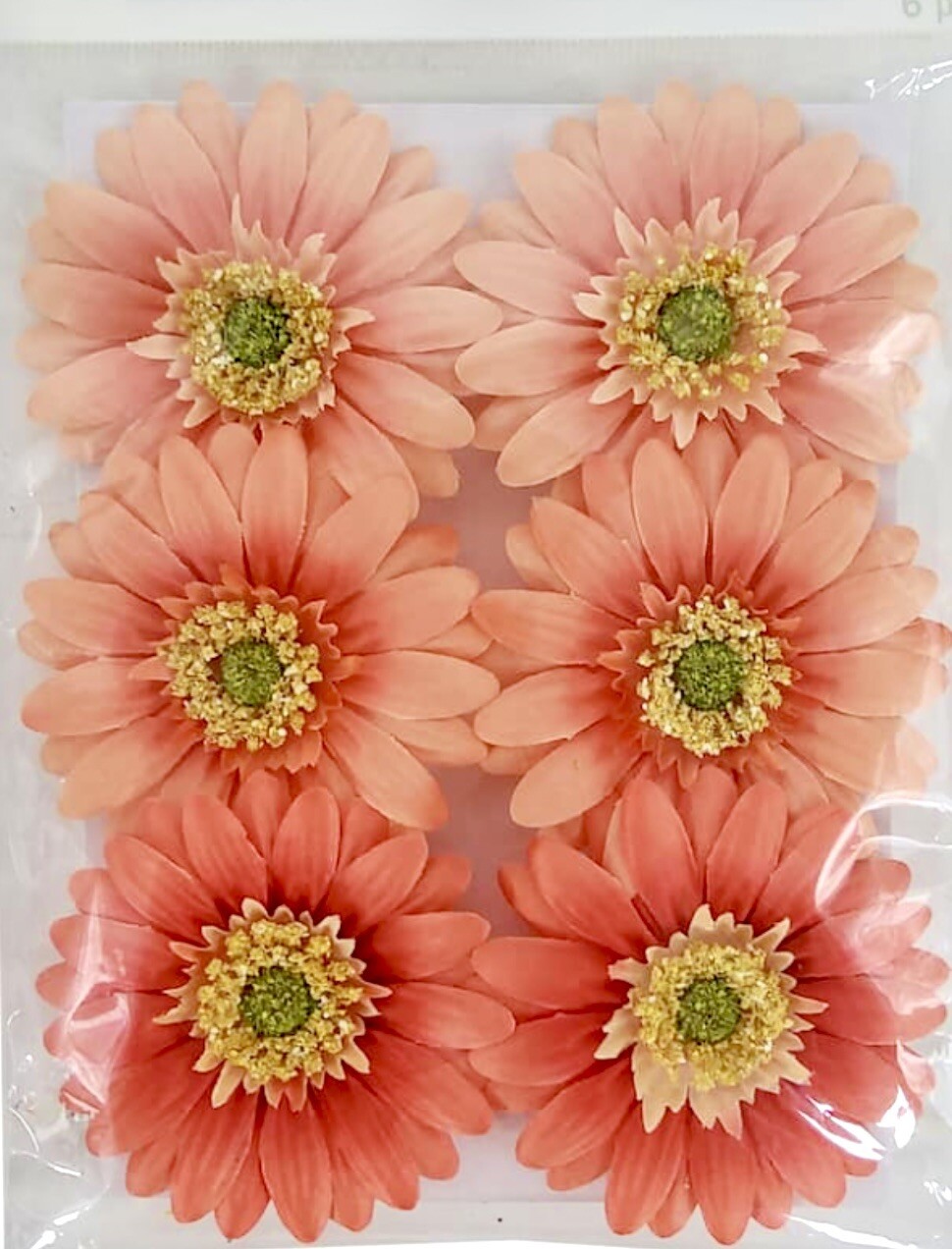 12 Spring Daisy Floral Wired Accent Decorations ORANGE Ashland 2 Pks of 6 Peachy