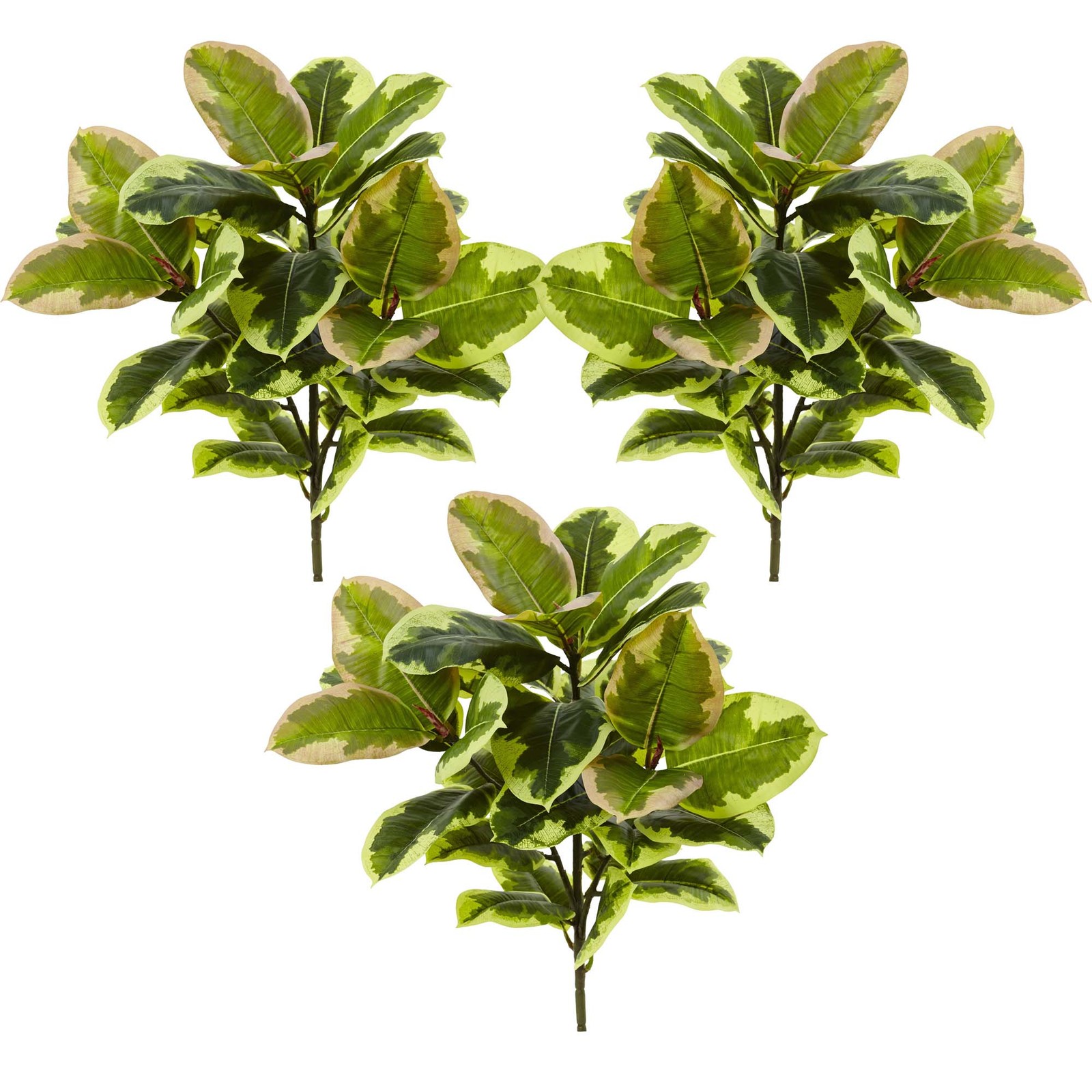 Nearly Natural 23″ Rubber Leaf Artificial Plant (Real Touch) (Set of 3) in Green