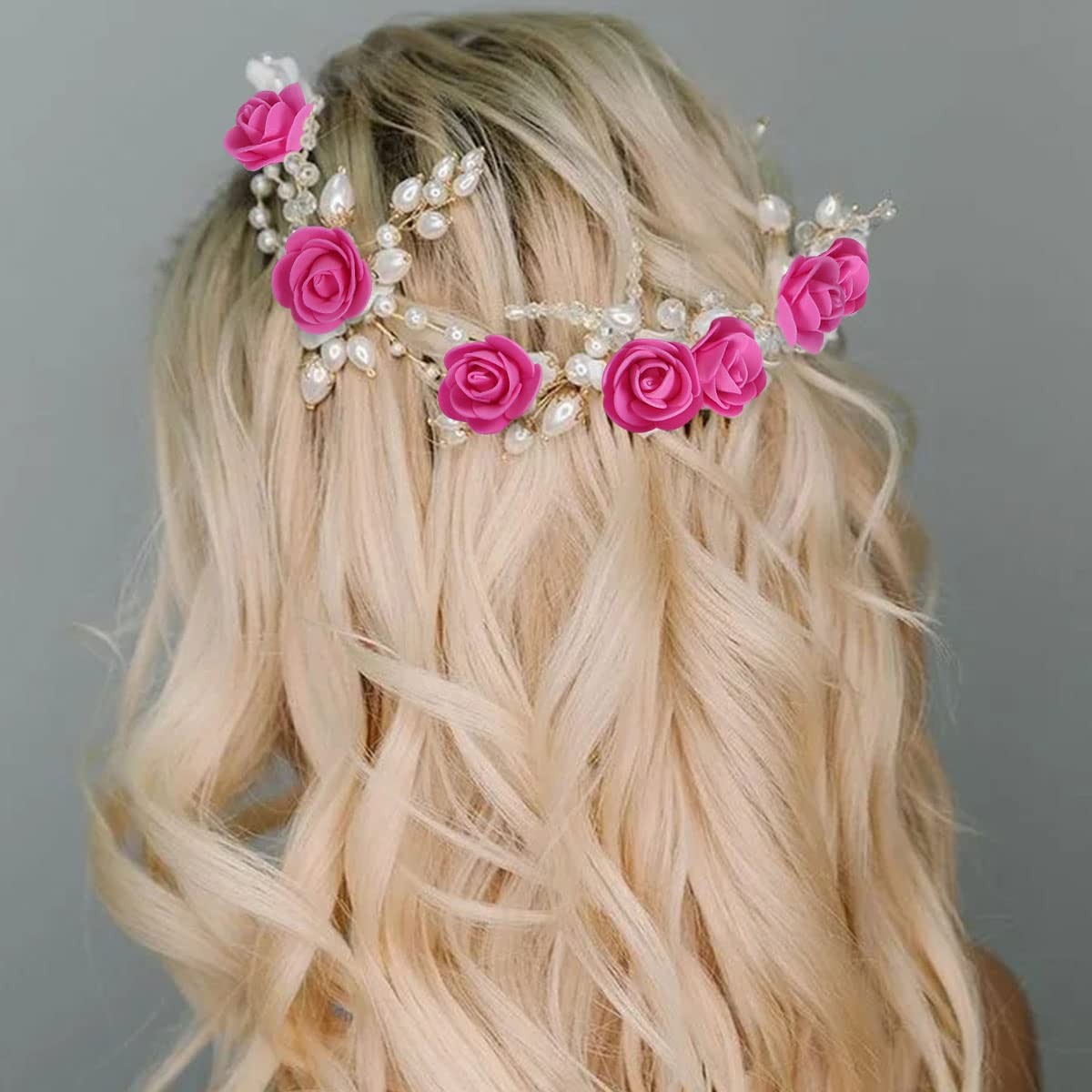 500 PCS Mini Artificial Foam Rose Heads Deep Pink Bulk DIY Crafts Wedding