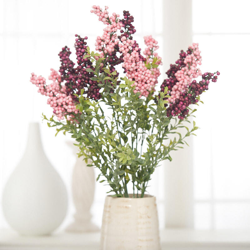 24″ Pink and Purple Berry Artificial Tea Leaf Bush