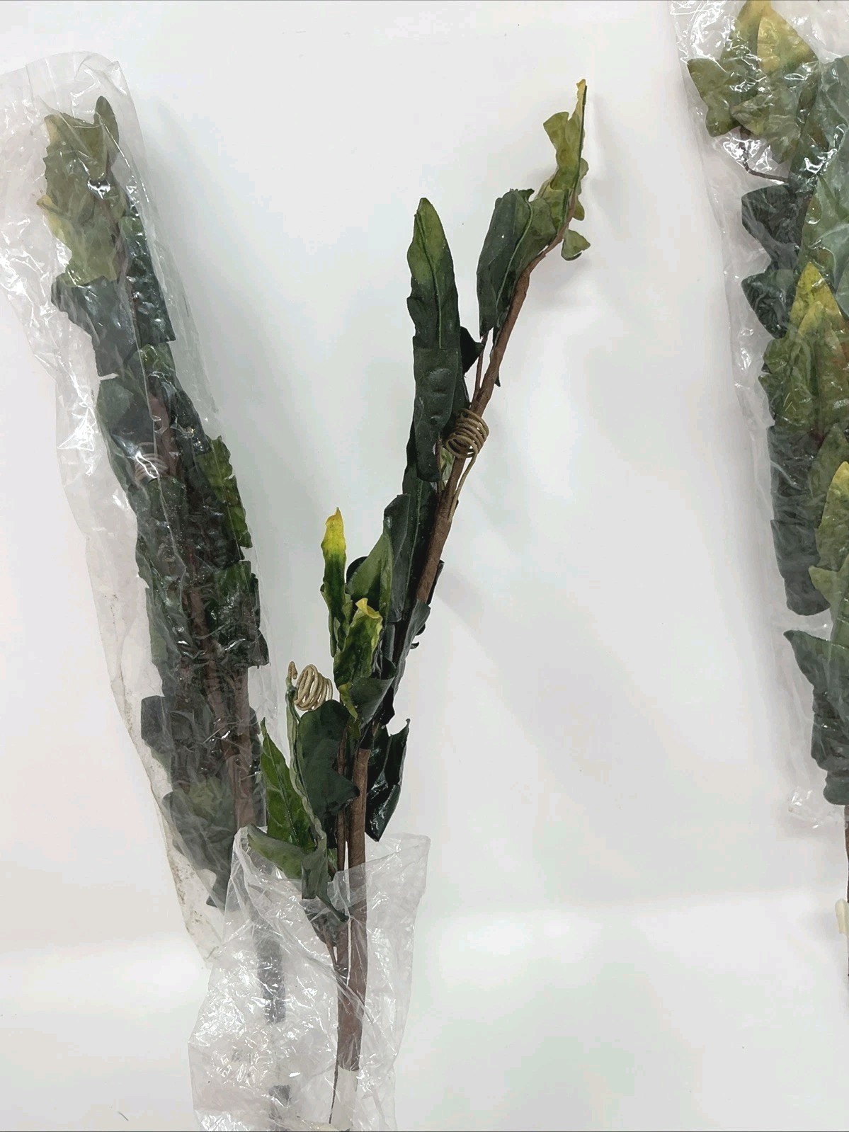 Green Leafy Branch Floral Pick 22” Long 3 Picks Basket Vase Filler NOS