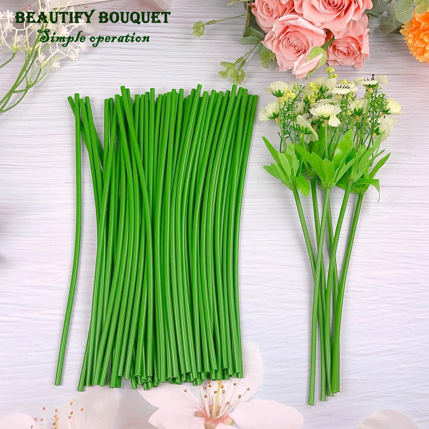 Green tubular flower stems wrap, used to thicken artificial flower stems, DIY…