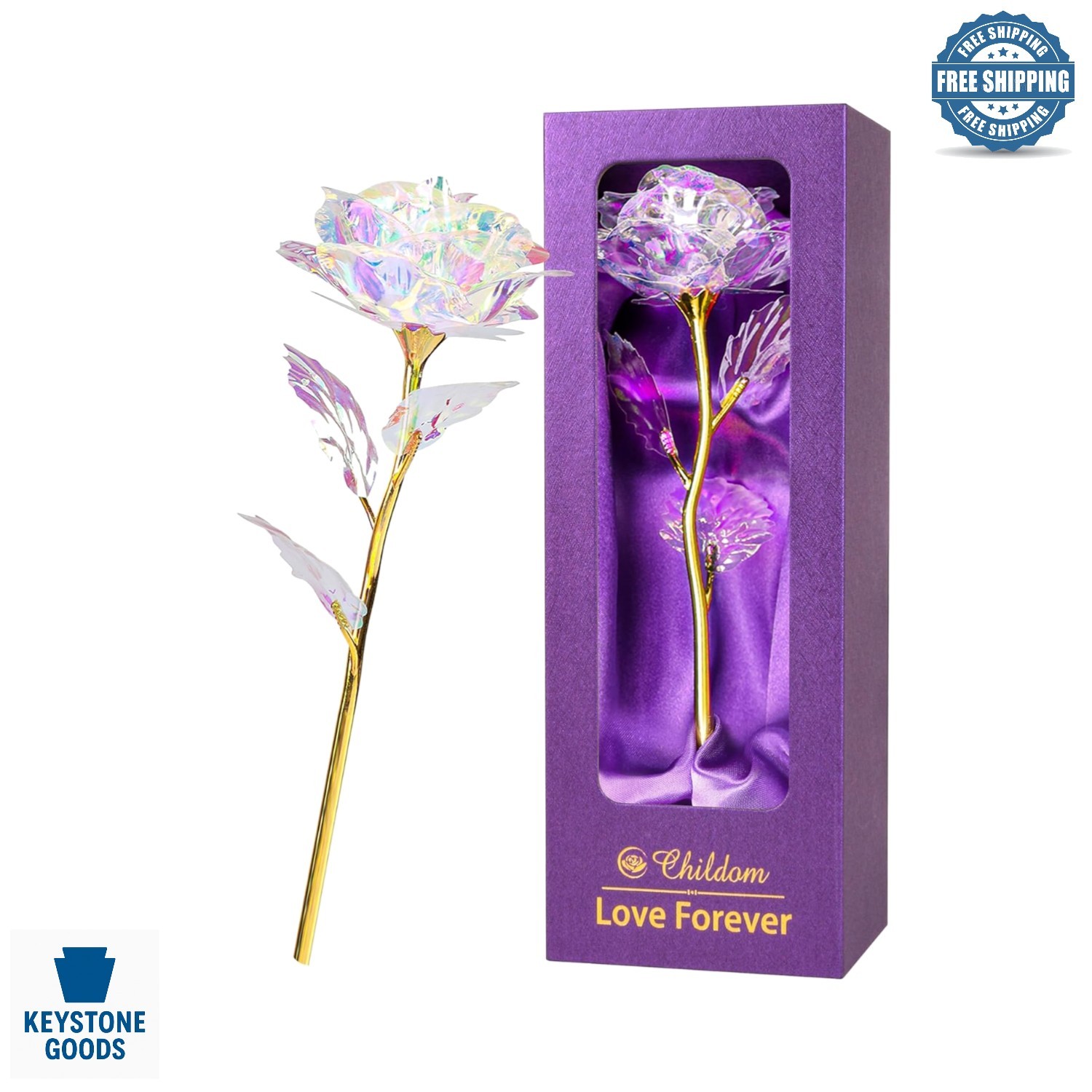 Colorful Artificial Rose Gift Box – Everlasting Romantic Floral Present for W…