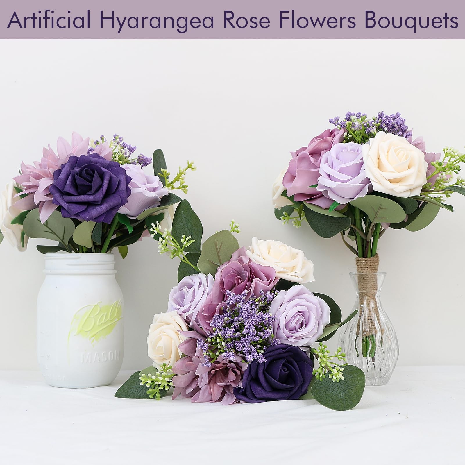 Artificial Bridesmaid Bouquets 6 Pcs – 7 Inch Pre-made Bridesmaids Bouquet Sm…
