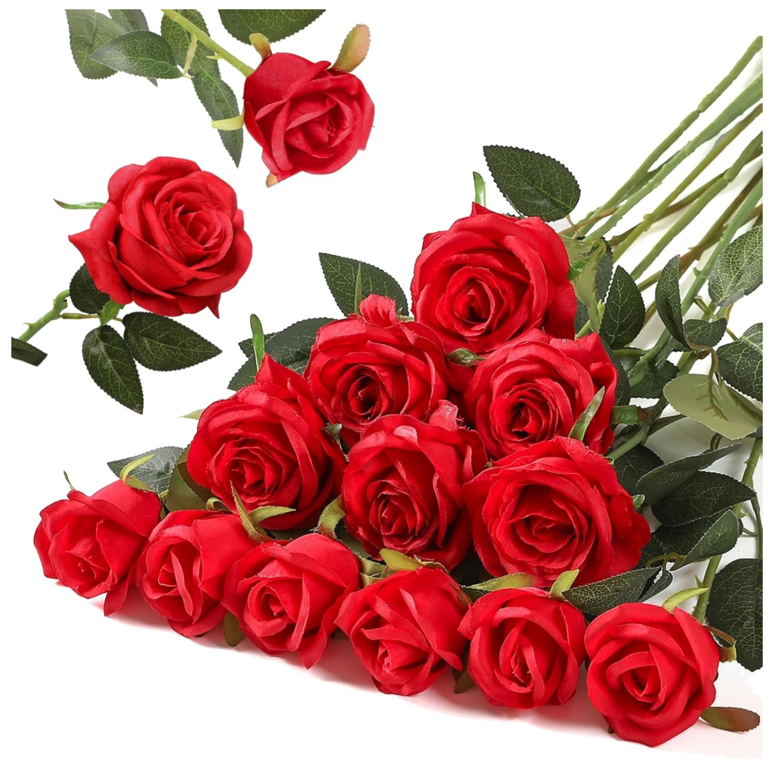 Realistic 12PC Silk Rose Bouquet – Perfect for Weddings, Events, & Home Styling
