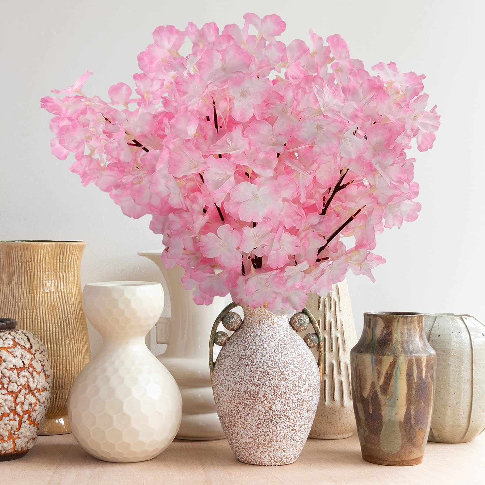2Pack Artificial Cherry Blossom Flowers, 19.7 Inch Silk Cherry Blossom Branch…