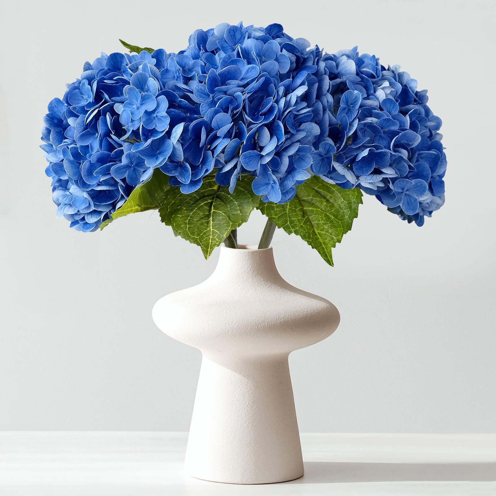 3 PCS Dark Blue Hydrangea Real Touch Artificial Flowers 21” Latex Large Hydr…