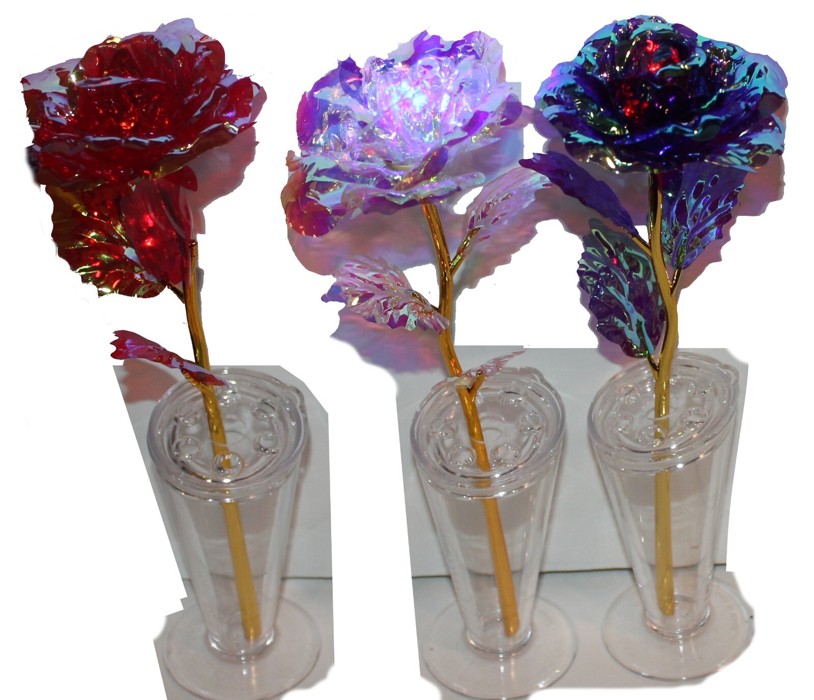 Set of 3 Light Up Roses, 9″ Mothers Day Friendship, Patriotic Love in Gift Box