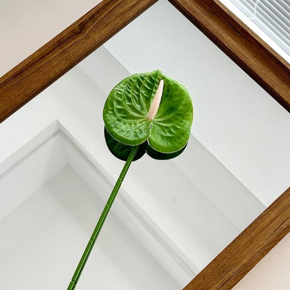 8 PCS 23-5/8 Inch Artificial Anthurium Flowers Green Real Touch Fake Floral