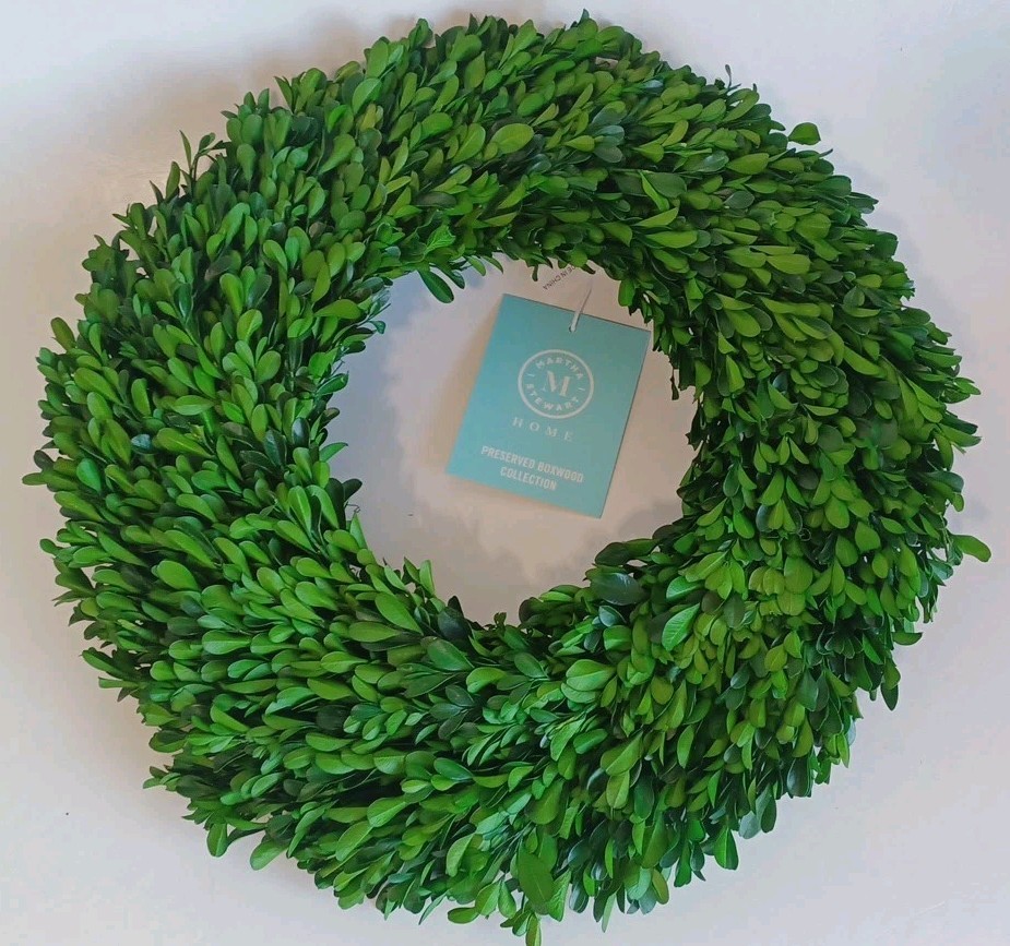 16″ Preserved Real Boxwood Wreath Home Door Decor. Martha Stewart Home, New