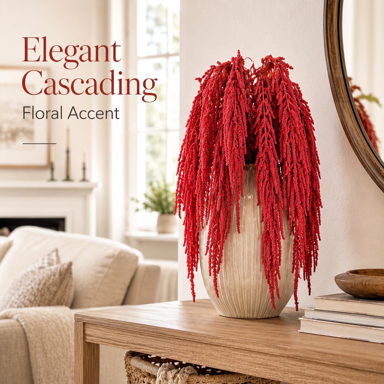 Bright Red Artificial Amaranthus Faux Hanging Vines For Decor Fits 22 Inch