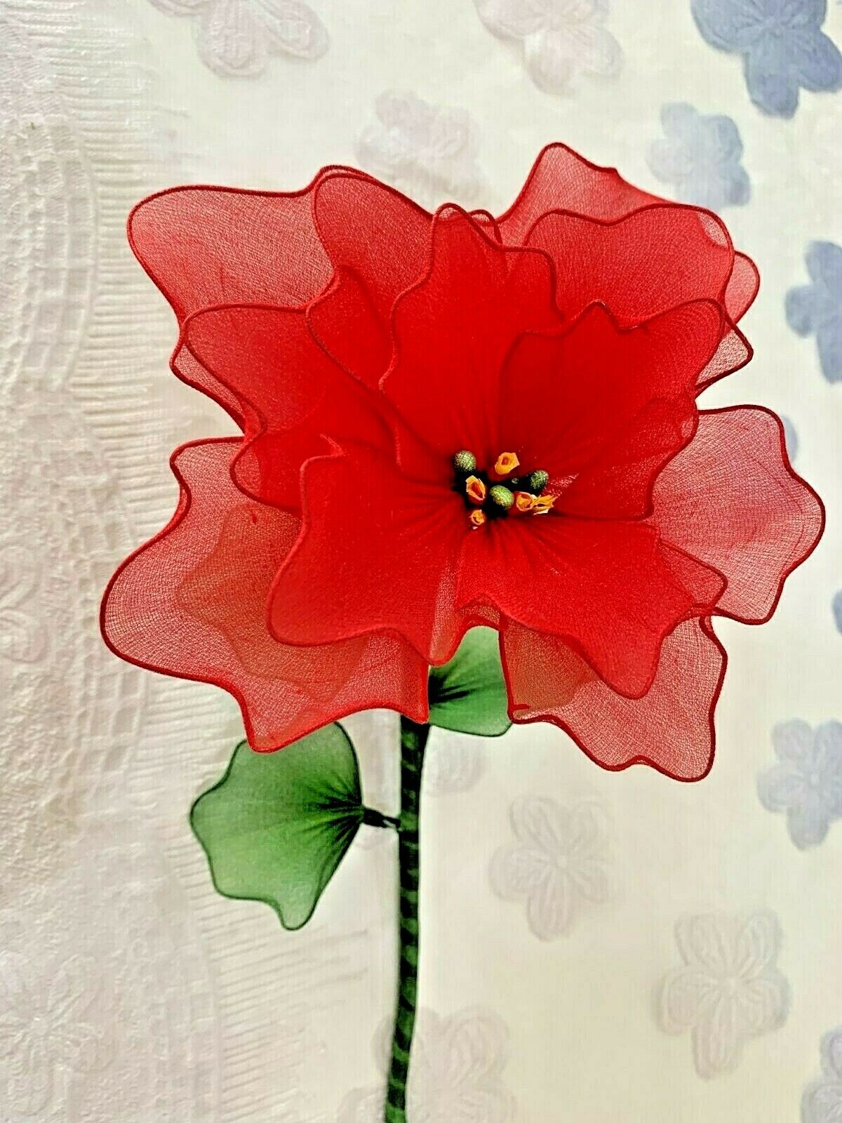 1pcs Xmas Flower Thai Cherry Nylon Fabric Artificial Handmade Decorate Hang Vase