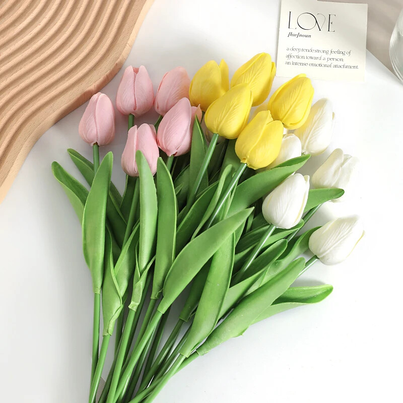 New 5/10Pieces Of Artificial Plant Tulip Soft Pole Room Dining Table Decoration