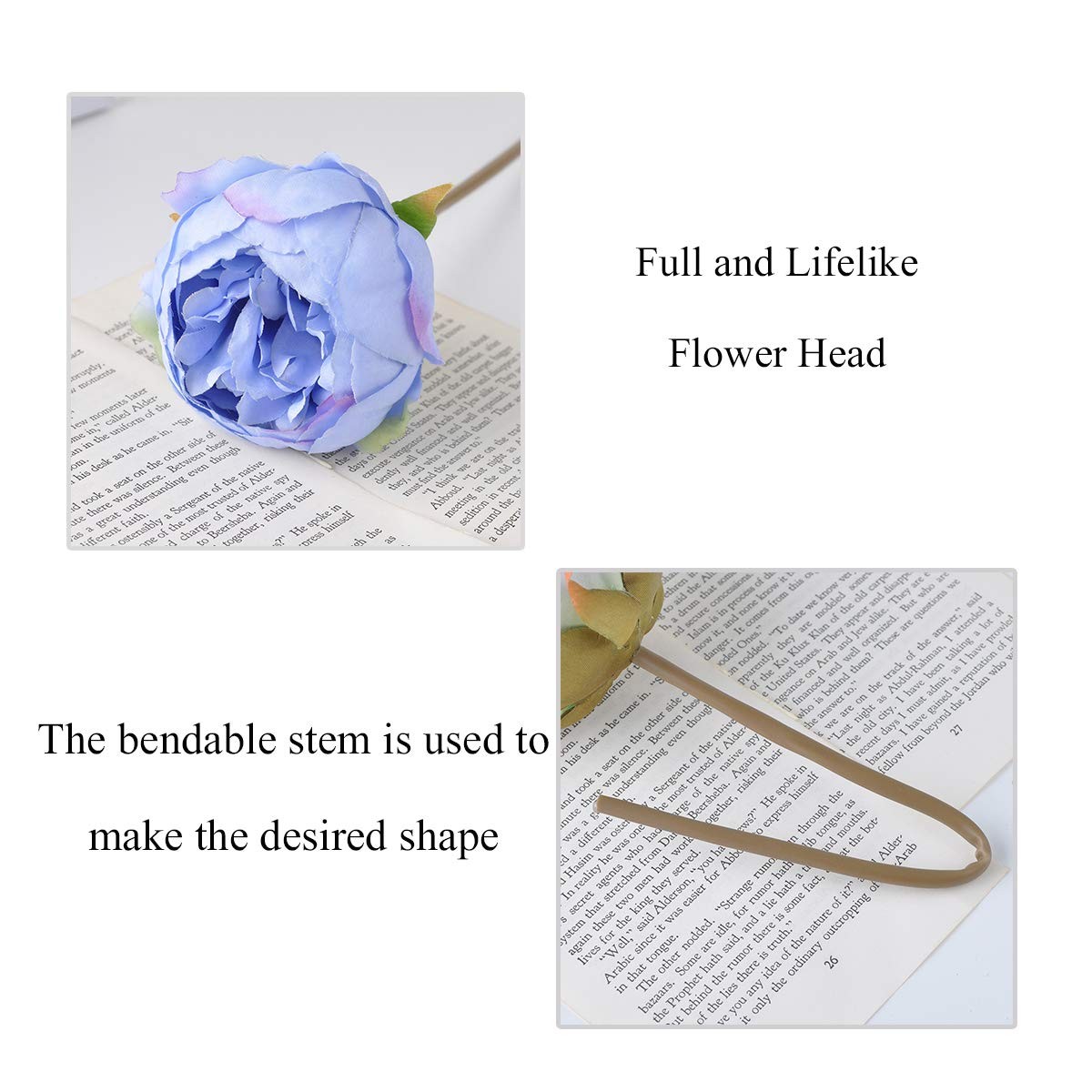Louiesya Artificial Fake Flowers Peony 7 Flower Heads Silk Flower Arrangements W