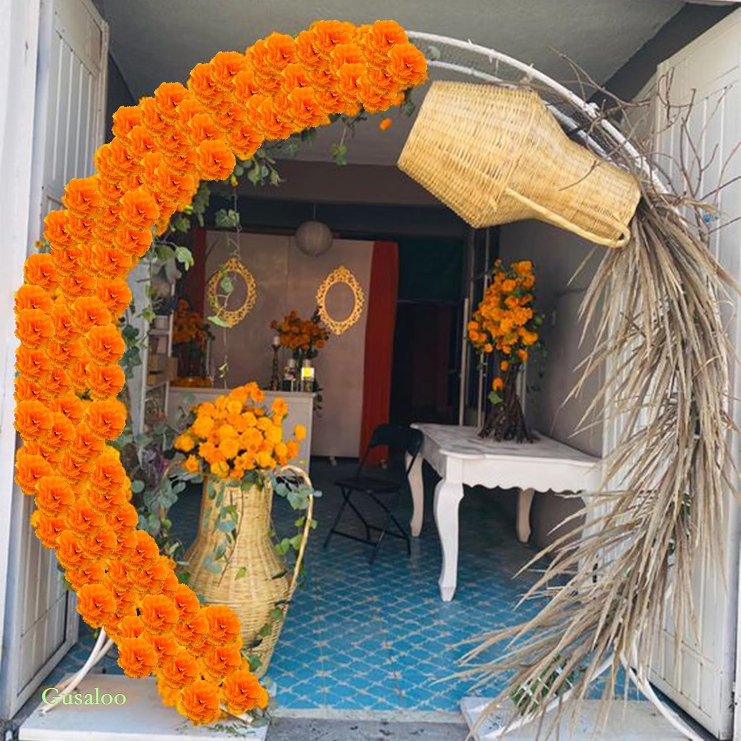Marigold Flower Heads 50Pcs, Mexican Marigold Artificial Flowers for Day of the