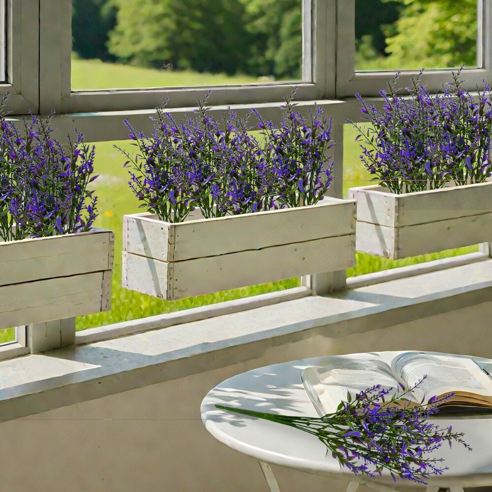 Artificial Lavender Flowers Fake Plastic Plants for Outdoor Garden Party Decor