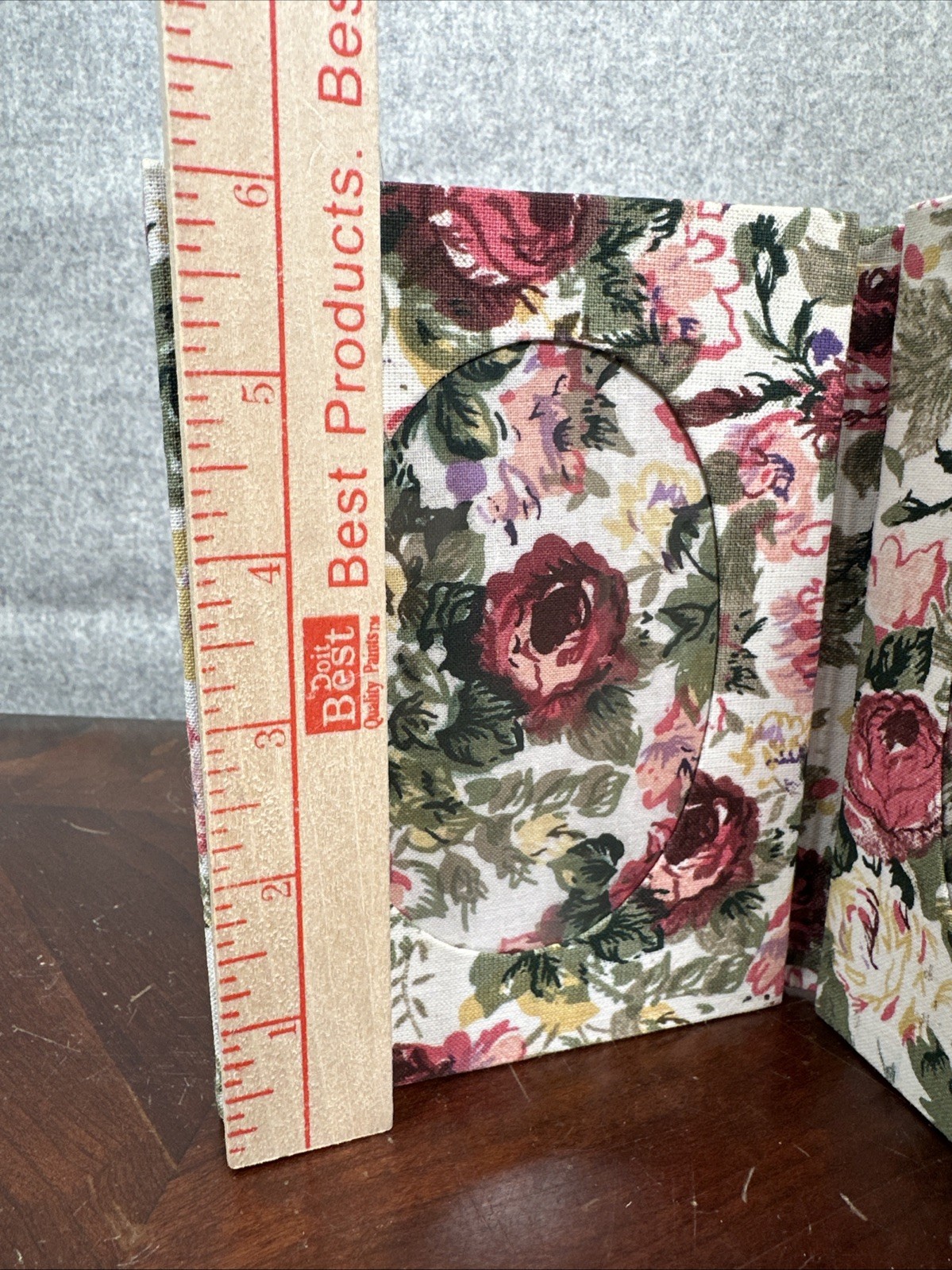 Vintage Floral Fabric Picture Frame Rose Print Cottage Core Granny