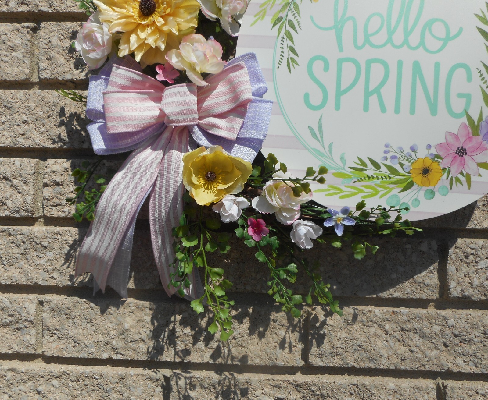 17″ Hello Spring Pink Ranunculus Yellow Dahlia Purple Floral Grapevine Wreath