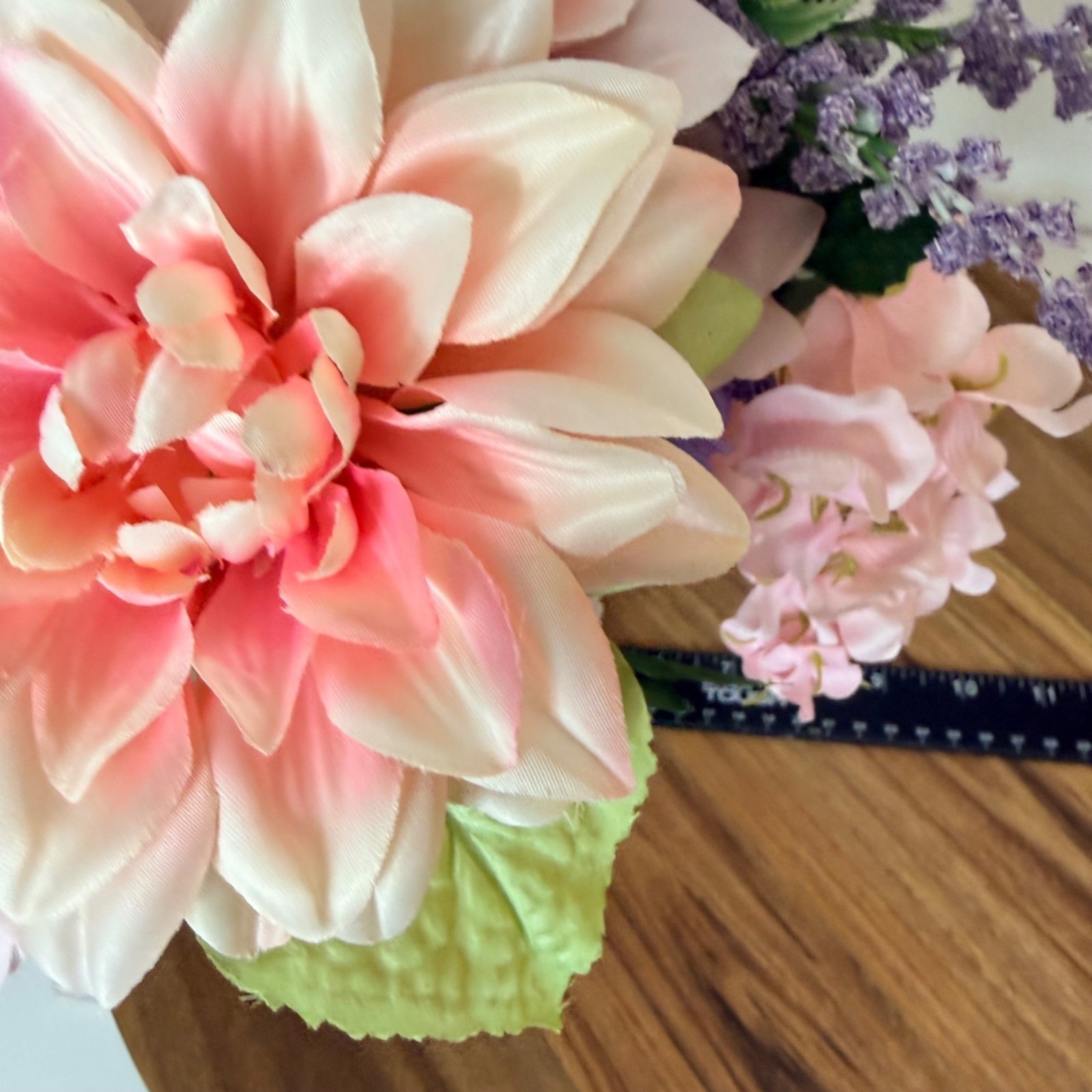 Pink Silk Floral Arrangement White Daisy Ceramic Vase Hydrangea Dahlia Decor