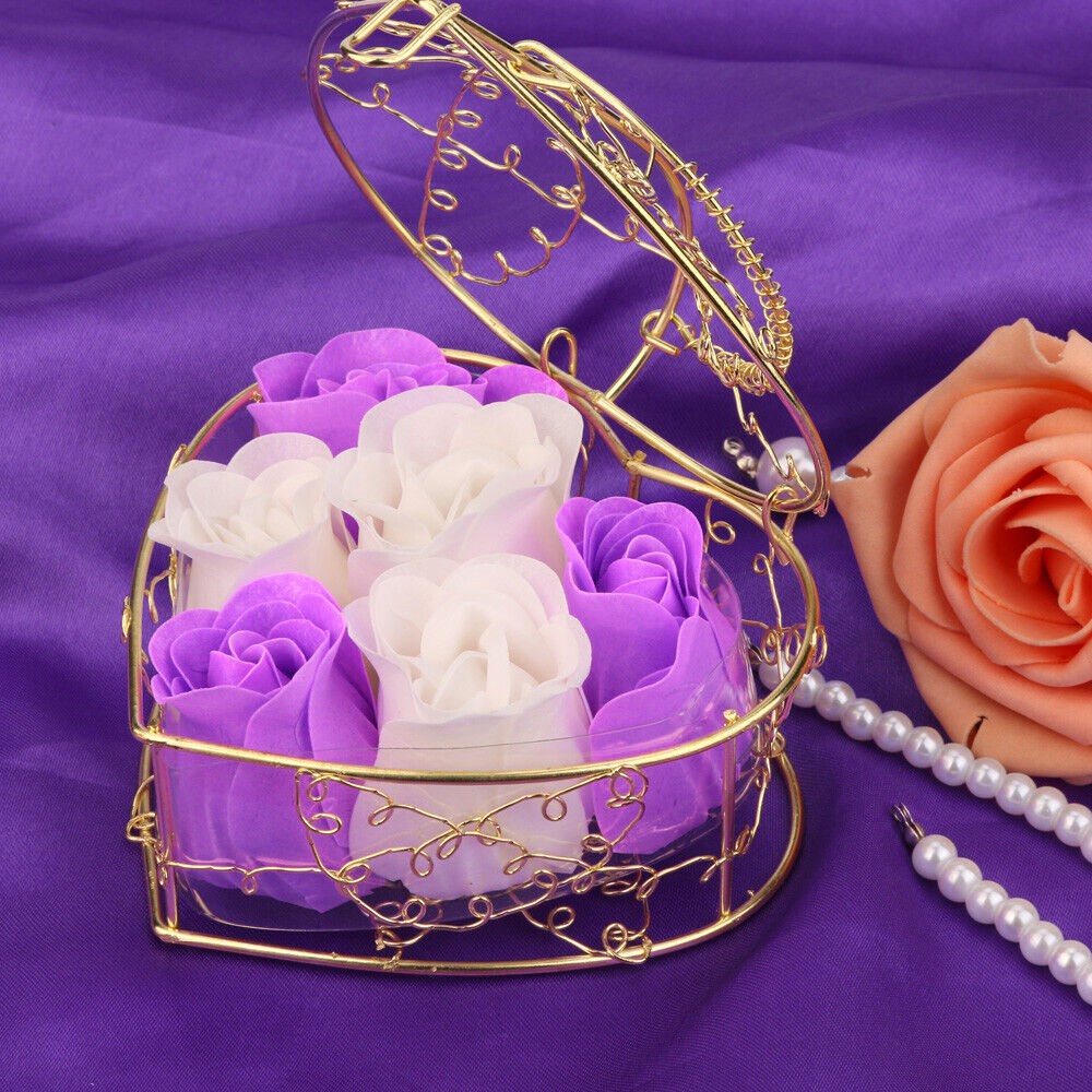 Heart Scented Petal Rose Soap Flower Wedding Valentines Day Gift Box 2 Packs