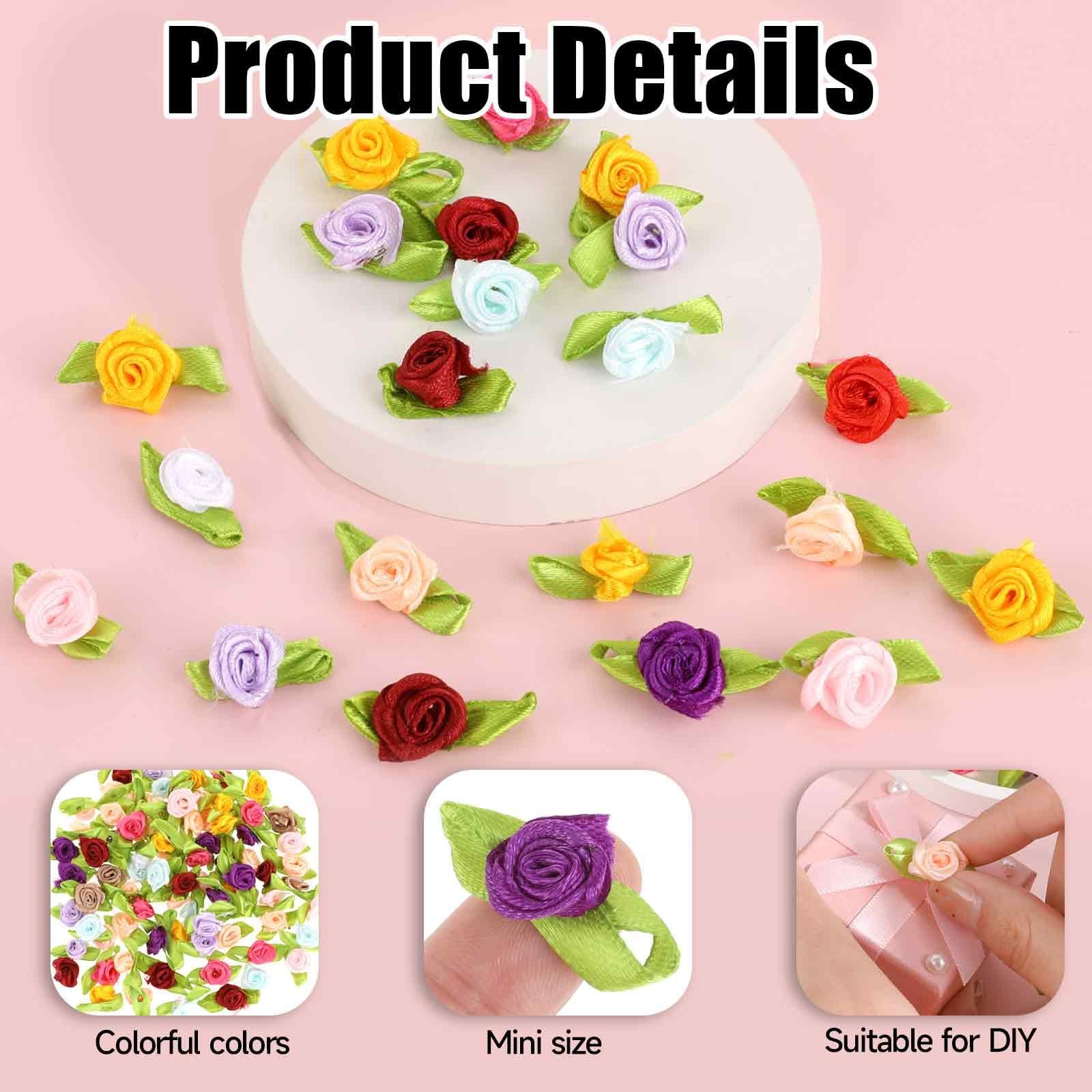 Mini Roses Craft Set – 100 Pcs Multicolor Satin Fabric Flowers for DIY Decor