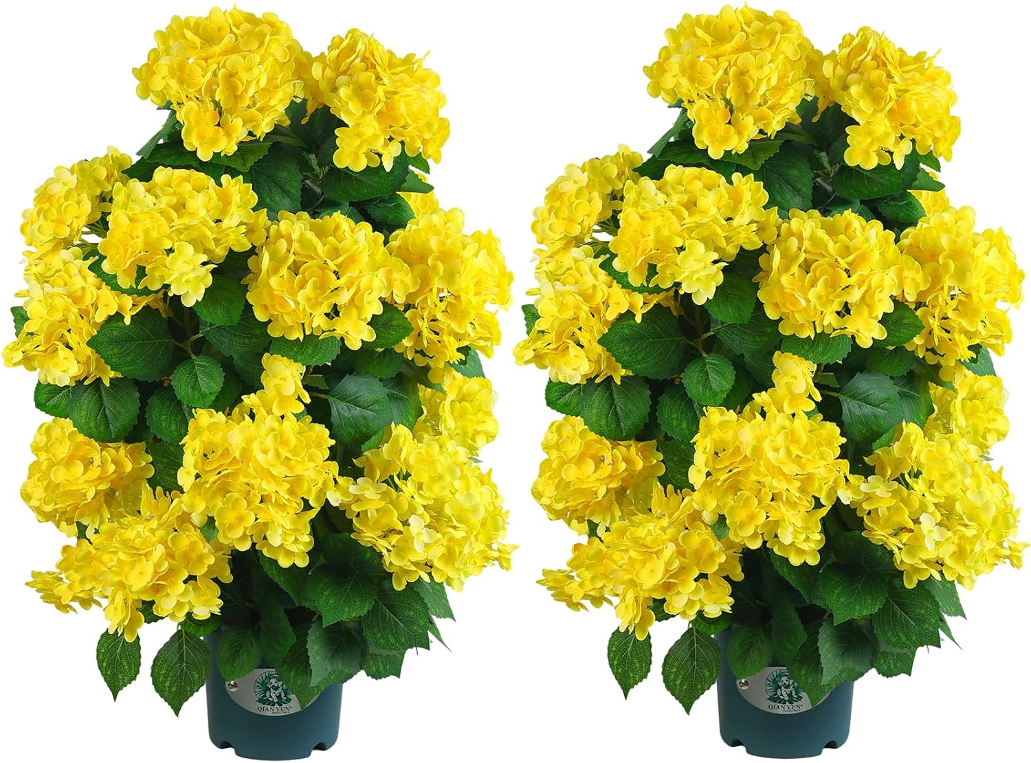 30″ Faux Hydrangea Tree (2 Pack) – Realistic Yellow Flower Decor for Home & Pati