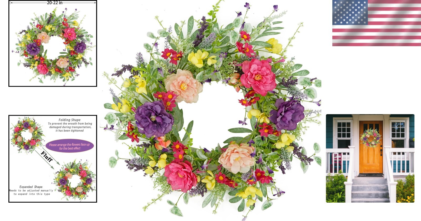 Romantic Artificial Peony & Lavender Wreath for Spring Festivals & Homes