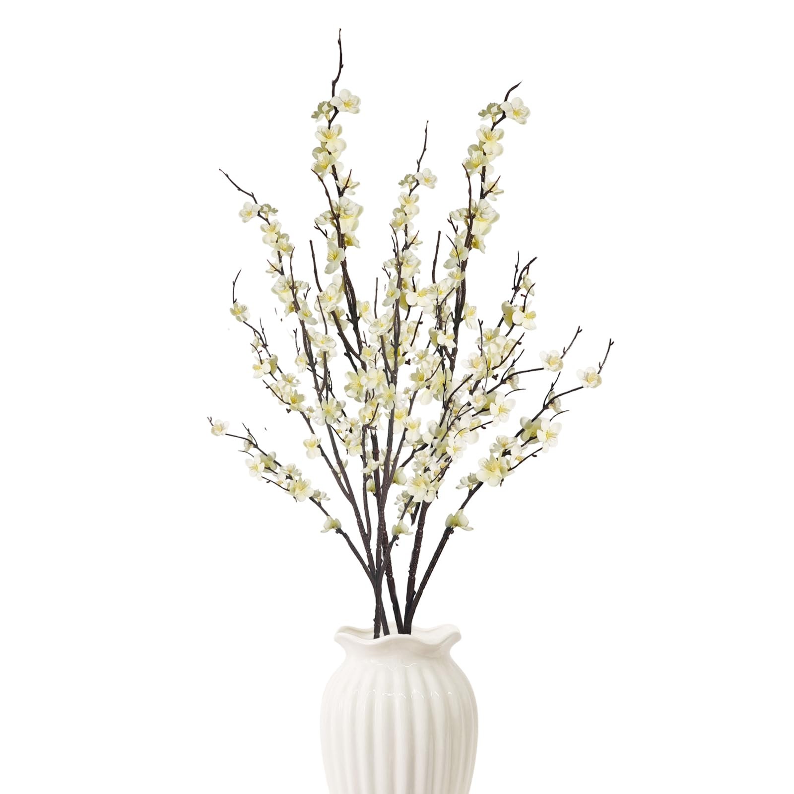 4Pcs Cherry Blossom Branches,39 Inch White Artificial Flowers Spring Summer I…