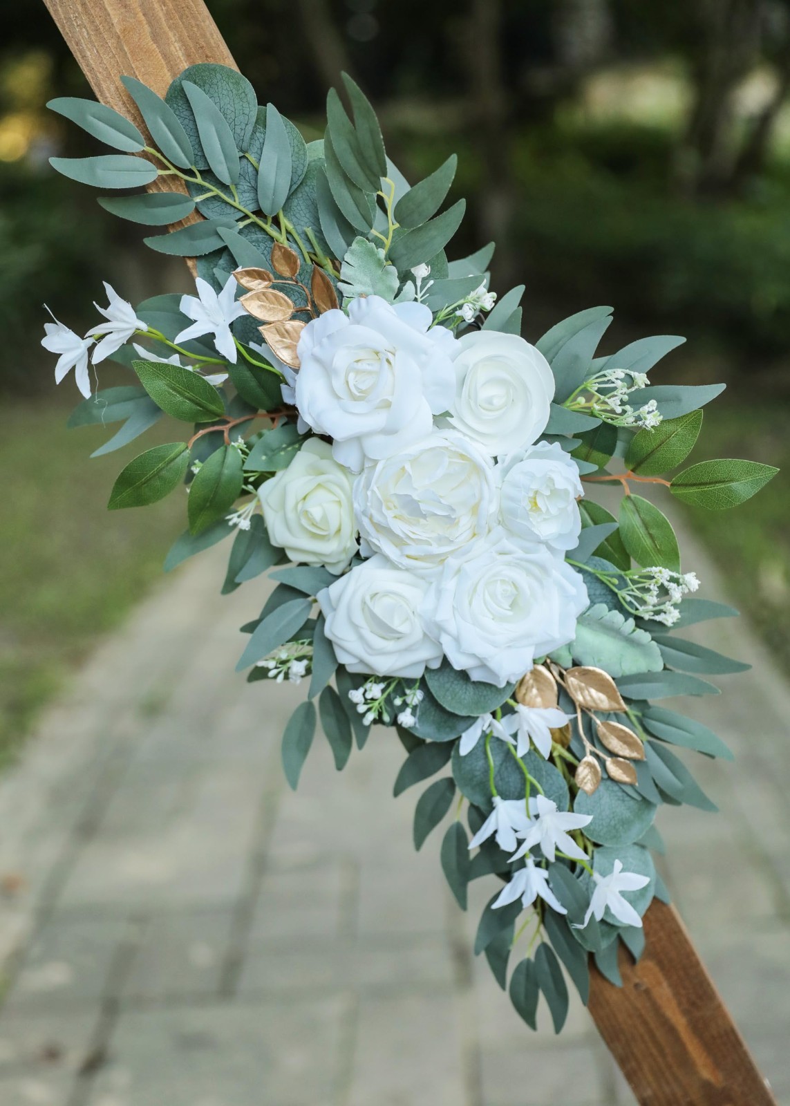 White Wedding Arch Flower Swags Set of 2 – Artificial Floral Decor for Ceremony