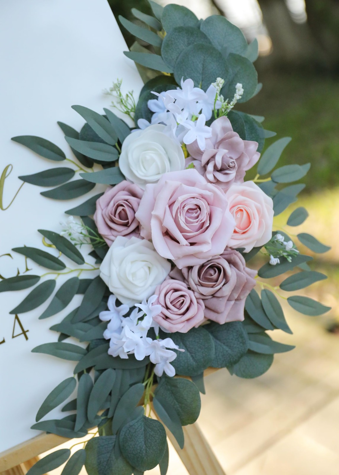 Set of 2 Dusty Rose, Blush Pink Wedding Arch Swags, Welcome Sign, Decor, Floral
