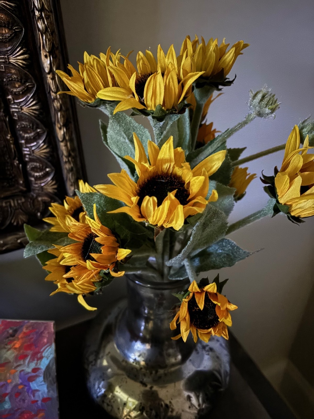 NEW Pottery Barn Faux Mini Sunflowers Bunch Bundle Stems Vase Decor NWT