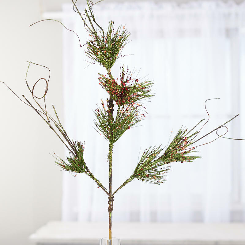 32″ Factory Direct Craft Glitter and Sequin Artificial Pine Floral Spray