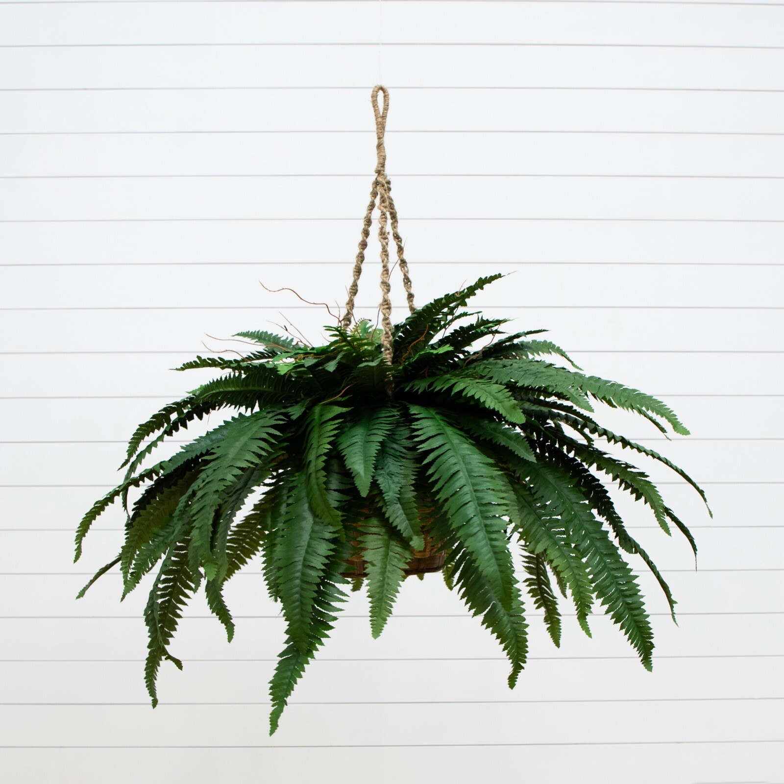 29″ Double Giant Artificial Boston Fern in Hanging Basket. Retail $139