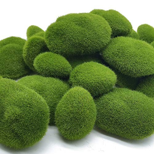 30 PCS 3 Size Artificial Moss Rocks Decorative, Green Moss Balls,Moss Stones,